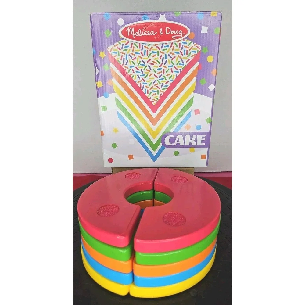 Melissa & Doug Rainbow Cake Pieces 5 Layer Wooden Pretend‎ Food Toy